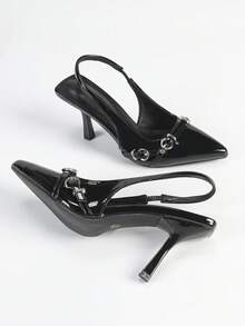 Tacones de aguja de tacón alto de punta fina negros para mujer, cómodos, de diseño minimalista y elegante, adecuados para fiestas, uso diario, casual, versátiles, con suela blanda y tacón delgado - Negro - Ver 6