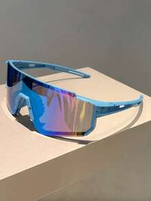 1pc Men's New Half-Frame Fashion Glasses, Dotted Painted Frame, Integrated Coated Lens Design, Wrap-Around Extra-Large Classic Style, Men's Fashion Accessory - Multicolor - View 8