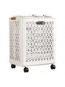 Foldable Laundry Basket, Large Capacity Bathroom Dirty Clothes Hamper With Wheels, Narrow Slot Dirty Clothes Storage Basket, Collapsible - Multicolor - View 13