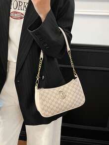 新款时尚百搭链条单肩包，女士腋下手提包 - 白色 - 查看 2