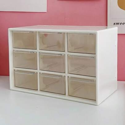 A Desktop Storage Box With 9 Compartments, Designed To Be Dust-Proof, Suitable For Organizing Household Items, Desks, And Drawers, Home Storage And Organization.Makeup Oraganiser.Desk Oraganiser
