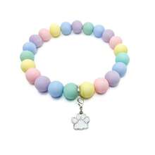 Pastel Rainbow Silicone Beaded Cat & Dog Necklace: Pet Collar - Multicolor - View 2