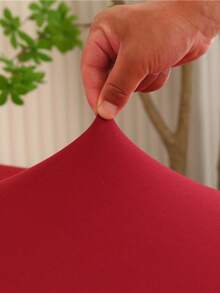 1pc Armless Sofa Bed Cover, Elastic Polyester Fiber Sofa Slipcover, Knitted Milk Silk, Suitable For All Seasons - Burgundy - View 7