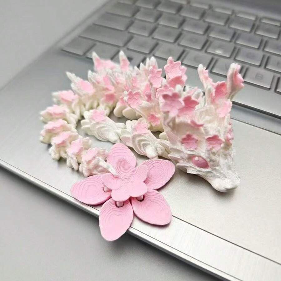 3D打印樱花龙玩具模型摆件，关节可动，生日礼物 - 淺粉色 - 查看 1