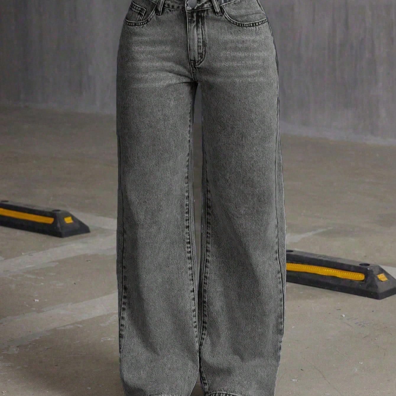 Jeans acampanados lavados para niñas preadolescentes, talla grande