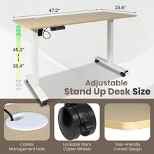 47 X 24 Inch Adjustable Height Standing Desk Computer Office Table Drawer Wood - 如圖所示 - 查看 4