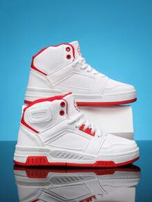 男童防滑篮球鞋，时尚运动鞋，白色运动鞋 - 紅色 - 查看 4