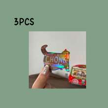 可爱猫咪贴纸 | 防水虎斑猫乙烯基贴纸 | 可爱的橘白猫咪设计，带有“CHONK”字样，非常适合贴在汽车、笔记本电脑、水瓶上，乙烯基材质 - 彩色 - 查看 14