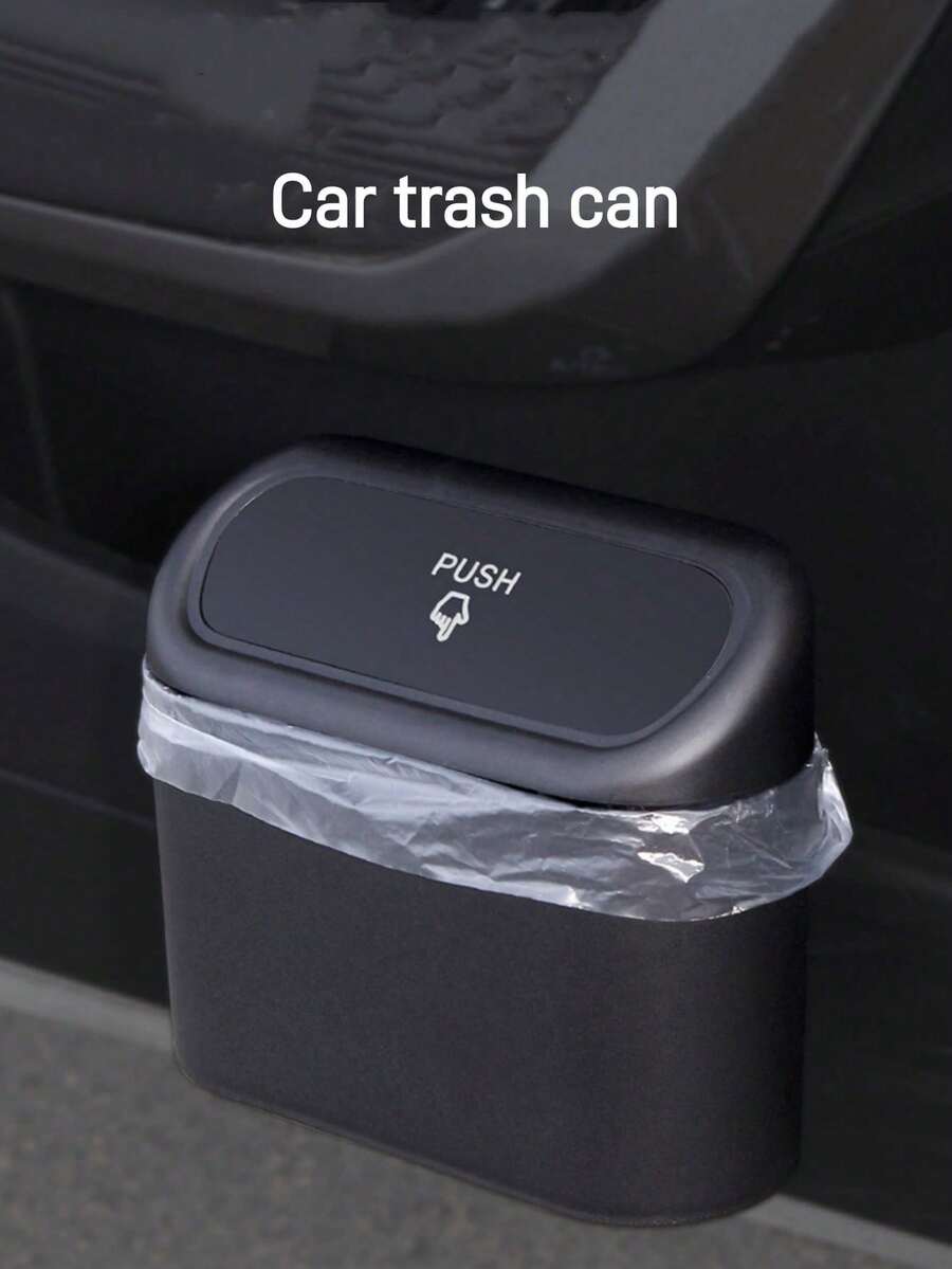 1/2 thùng rác mini cho ô tô có nắp đậy, hộp đựng đồ dùng nội thất xe chống rò rỉ để đựng đồ ăn nhẹ, giấy gói, khăn giấy, khẩu trang, phụ kiện ô tô thiết yếu với thiết kế chống tràn 360° và thùng bên trong có thể tháo rời.