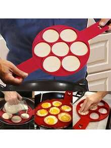 1pc Round Pancake Mold: Non-Stick Cooking Tool, Suitable For Frying Eggs And Kitchen Baking - Red - View 6