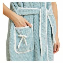 TendenciaBata Mujer Terciopelo Coral Suave Y AbsorbenteCalidad premium - Azul - Ver 5