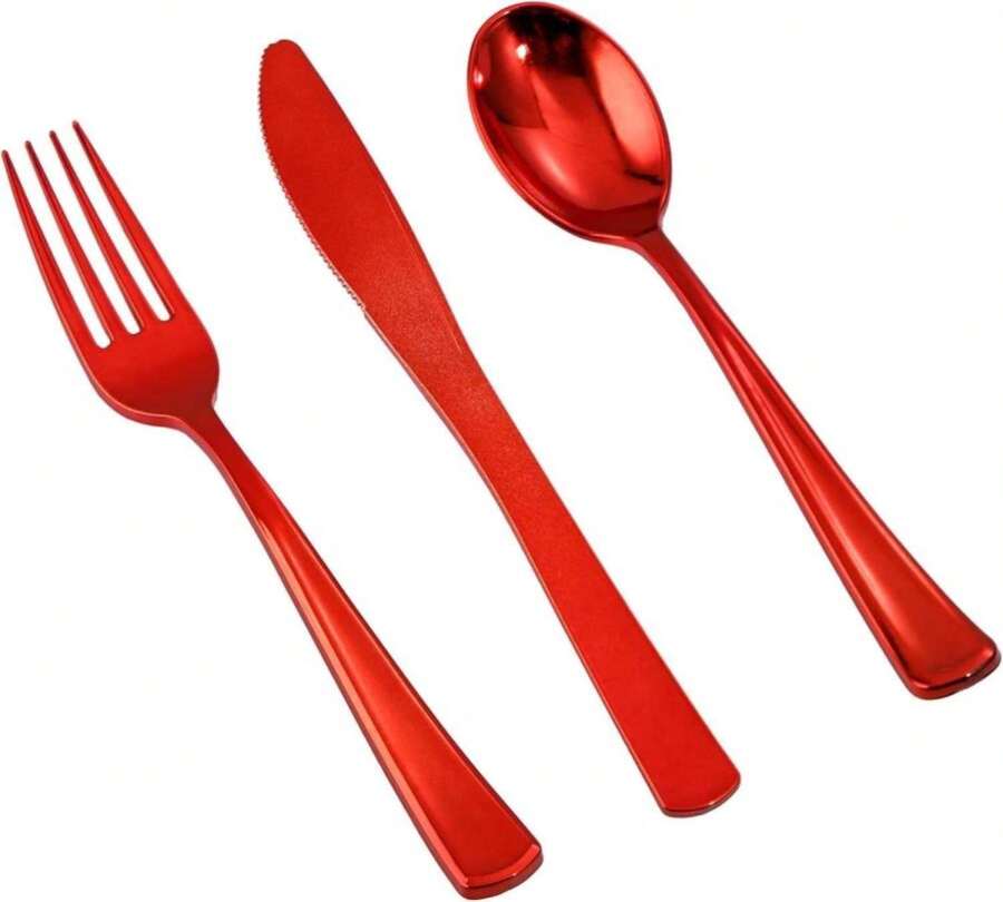 NOCCUR 180PCS Gold Plastic Cutlery Set - Gold Plastic Silverware Disposable - Include 60 Forks, 60 Spoons, 60 Knives - Perfect For Wedding_Fall Party_Thanksgiving - ColorE - 查看 1