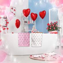 2pcs Valentine'S Day Hand Towels Red Pink Hearts Embroidered Towel For Bath Cotton Soft Bathroom Kitchen Valentine'S Day Decorative Set For Drying Cleaning Cooking Holiday Decor Gift,14 X 29 Inch - ColorF - 查看 6