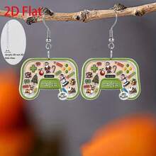 2D flat Christmas game controller, festive pendant earrings, fashionable jewelry, party gifts, holiday gifts for family and friends - Multicolor - Ver 2