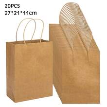 Conjunto de 40/20 sacolas de papel kraft marrom com alças, ideais para presentes, supermercados, lojas especializadas, encomendas, embalagens e uso doméstico.