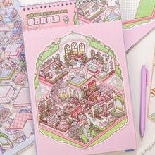 20张超大尺寸微缩场景贴纸书，豪华卡通主题趣味创意材料DIY场景贴纸 - 彩色 - 查看 2