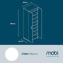 CY Alacena de Madera para Cocina Zurich - 2 Puertas 8 Estantes Color Blanco - Largo 60cm x Alto 169cm - Mueble para Almacenamiento de Despensa - Blanco - Ver 3
