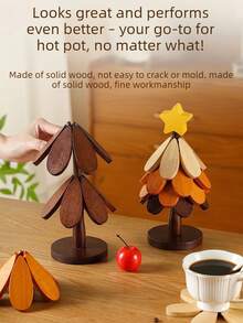 [Pregnant Mom & Baby Essentials] Premium Foldable Wooden Heat-Resistant Pad, Anti-Scald & Anti-Slip, Christmas Tree Design Decor, Dining Table Protective Mat, Stylish For Daily & Holiday Use