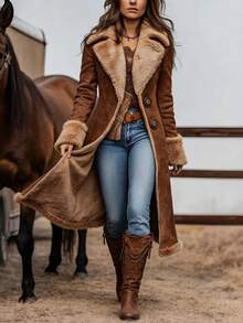Women Trench Coats - Dark Brown - View 3