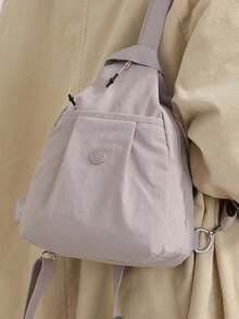 1pc Solid Color Nylon Fabric Zipper Closure Casual Shoulder Bag/Crossbody Bag For Men, Fits Daily Essentials Like Phone, Tissue, Suitable For Commuting, Work, School, Shopping, Short-Distance Travel