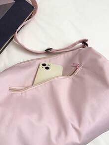 Large Capacity Nylon Short Trip Duffel Bag, Gym Bag, Yoga Bag, Student Back To School Luggage Bag, Unisex - Pink - View 10