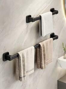 1pc No-Drill Multifunctional Storage Rack, Bathroom Towel Holder, Toilet Organizer, Kitchen Shelf - Black - View 7