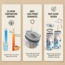 1 Pc 20oz Stainless Steel Tumbler, Featuring A Cute Cartoon Snowman Wearing A Hat & Scarf While Ice Fishing On A Frozen Lake, This Durable Drinkware Is Ideal For Cold Weather Admirers, Outdoor Activity Lovers, And Makes A Thoughtful Present For Birthdays, Winter Anniversaries, Or Special Holiday Gatherings - 20盎司直筒玻璃杯 - 查看 5