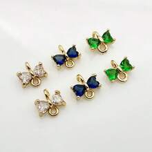 2/4/6 件铜色锆石蝴蝶结双环吊坠、DIY 耳环手链项链别致新娘发饰