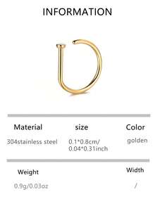 1pc/3pcs/5pcs Stainless Steel D-Shape Fake Nose Ring Jewelry, Piercing Accessory For Men Daily Wear And Parties - Multicolor - View 21