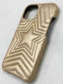 Star Leather Protective Case Compatible With Iphone 17/16/15/14, 13/12 Pro Half-Wrapped Hard Shell, 14 Plus/13 Pro Anti-Fall Cover For Men And Women - Gold - View 3