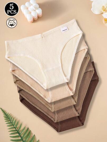 Paquete de 5 bragas de algodón para mujer - Calzones sin costuras a rayas, transpirables, suaves y cómodos, aptos para uso diario