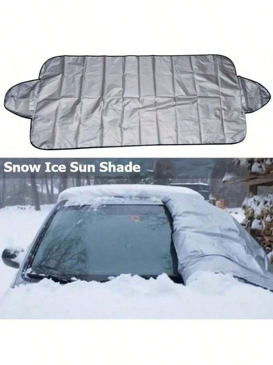 Universal Car Windshield Cover, Snow & Sun Protection, Made Of Polyester Fiber, Suitable For All Seasons, Shading In Summer And Snow Protection In Winter - Multicolor - View 1