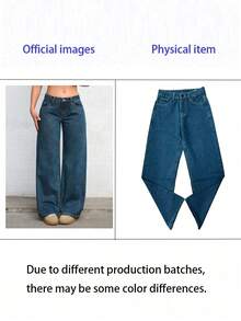 少女纯色口袋休闲时尚百搭牛仔裤 - 深色水洗藍 - 查看 8