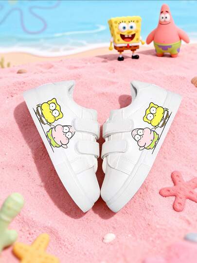 SPONGEBOB 1 par de zapatos deportivos casuales para niños, nuevo diseño de primavera, zapatillas escolares para niñas con estampado antideslizante, ligeros y antideslizantes, adecuados para uso diario y deportes