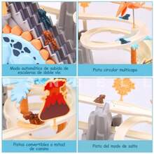 Juguete de Pista de Dinosaurios Pista de Carros para Niños Dinosaurios Juguetes para Niños Incluye Luces y Efectos de Sonido Juguetes de Aventura de Coche Regalo para NiñOs Niñas de 3+ Años Azul - Azul - Ver 5