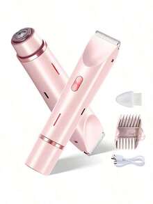 2-In-1 Electric Shaver For Women, Rechargeable And Portable, Suitable For Wet And Dry Use. Perfect For Trimming And Shaving Hair On Arms, Legs, Underarms, Bikini Line, And Facial Hair Including Lip, Chin And Neck. Features Adjustable Head For Smooth And Gentle Shaving Without Irritating Skin. Compact And Stylish Pink Design Ideal For Home Use, Travel Or On-The-Go Grooming. Multi-Functional Body And Bikini Trimmer Combines Electric Shaving And Precision Trimming,  And Easy To Use. Perfect Personal Care Tool For Smooth Skin And A Thoughtful Gift For Women. - Hồng - Xem 2