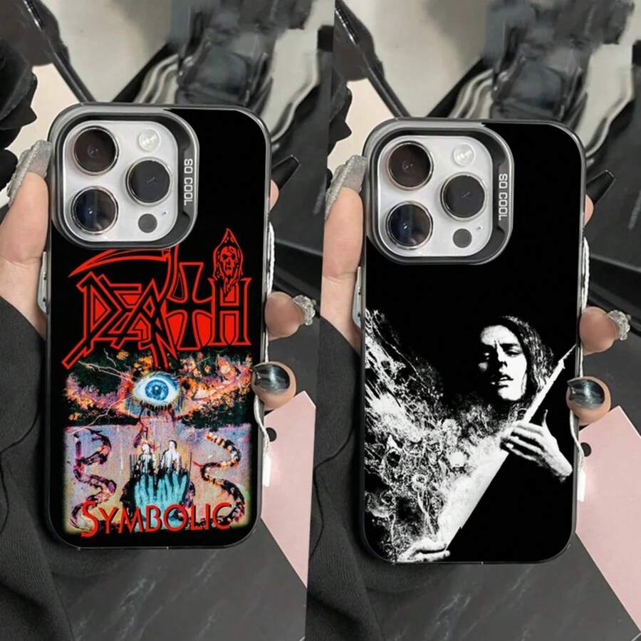 Funda de Teléfono de Banda de Death Metal para 17,16,15,14,13,12,11,Pro,Max,Plus, Anticaída Negra Mate con Parachoques Duro - z2 - Ver 1
