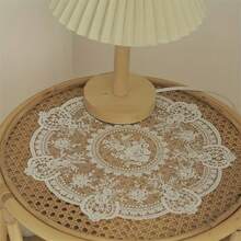 Elegant Vintage Lace Tablecloth - Floral Crochet Design For Protecting Tables, Air Fryer Dust Cover And Home Decor, Round Polyester, Machine Washable, Lace With Hooks, Dust Cover - 1件咖啡色圓墊 - 12.6吋 - WX001 - 查看 3