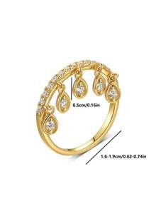 1pc Elegant Tassel Rhinestone Adjustable Women's Ring, Suitable For Daily Wear, Sparkling Finger Accessory, Holiday Gift - Multicolor - View 3