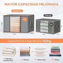 105L Bolsas De Almacenamiento, 4 Piezas Para Guardar Cobijas Y Edredones Transparente Plegable, Cajas Con Asa Reforzada Para Ropa De Cama - por defecto - Ver 3