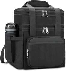 Holuxer Insulated Lunch Bag & Lunch Box For Men - Double Deck Reusable Lunch Bag For Women Tote Cooler Bag Leakproof Soft Expandable - Large Lunchbox For Work/Adult/Picnic/Outdoor (Black,15L) - ColorA - View 1