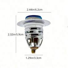 Núcleo de drenaje con rebote, tapón de fuga para lavabo/lavamanos, drenaje de fondo de lavabo, accesorios de colador de presión (color y estilo aleatorios) - Plateado - Ver 3