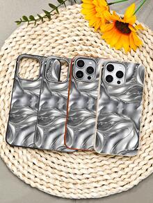 Handyhülle mit unregelmäßigem, metallisch schimmerndem Wellenmuster, ideal als Geschenk für Freunde. kompatibel mit iPhone 17Promax 17Air 17pro 17 16 15 14 13 12 Plus Pro S25Ultra S25plus S25 S24 S23 plus FE Hülle. - Braun - Übersicht 3