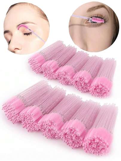 500/100/50 Disposable Eyelash Extension Brush Eyelash Makeup Brush Applicator Stick Eyelash Curler Brush, Special Brush For Eyelash Extension, Eyebrow Makeup Brush, Eyebrow Brush, Eyeshadow Brush, Drying Brush, Drying Brush (Crystal Powder)