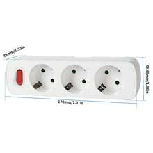 CILIA 3-Hole German Standard Outlet Adapter, Max Power 3680W, 250V/16A, Space-Saving Multi-Outlet Design, Suitable For Office, Home And Travel, No Cable Included