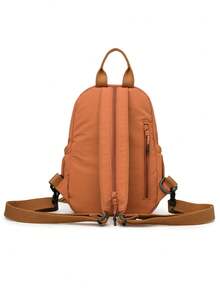 1个纯色尼龙面料拉链休闲时尚男士单肩包/斜挎包，适合日常通勤、工作、上学、外出、短途旅行，可装手机、纸巾和其他日常必需品。