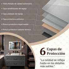 Espejo para Baño, Espejo LED de Baño Cuadrado, Espejo de Maquillaje, 50 x 70 cm, Marco Iluminado, Pantalla Táctil con desempañado HD, Regulable 3 Colores, 4 mm Vidrio Prueba Explosiones - 80L x 60A cm - Ver 4