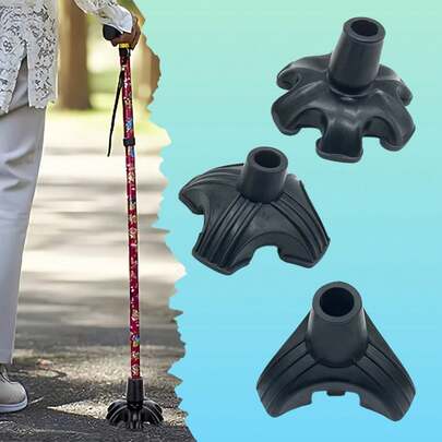 1个拐杖头，拐杖头替换件 - 此拐杖头是3爪/4爪/6爪拐杖支撑底座的替换零件，由天然橡胶制成，适用于直径为3/4英寸（约1.9厘米）的步行杖、拐杖和折叠杖。