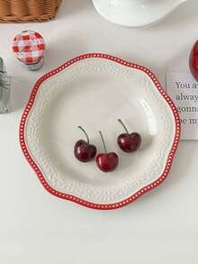 1pc Vintage French Lace Embossed Reusable Washable Plate, Ideal Gift For Living Room, Bedroom, Office, Family, Friends, Lovers, Children, Suitable For Valentine's Day, Spring Festival, Father's Day, Mother's Day, Teacher's Day, New Year, Qixi Festival, National Day, Children's Day, Women's Day - Multicolor - View 5