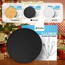 Turntable Vanity Tray 10 Inch For Perfume Candle Bamboo Kitchen Sink Countertop Organizer Keep Glass Sponge And Soap Bathroom Coffee Table Decorative Black VFLZ - 黑色+13.2英寸 x 13.2英寸 x 1.5英寸 - 查看 6